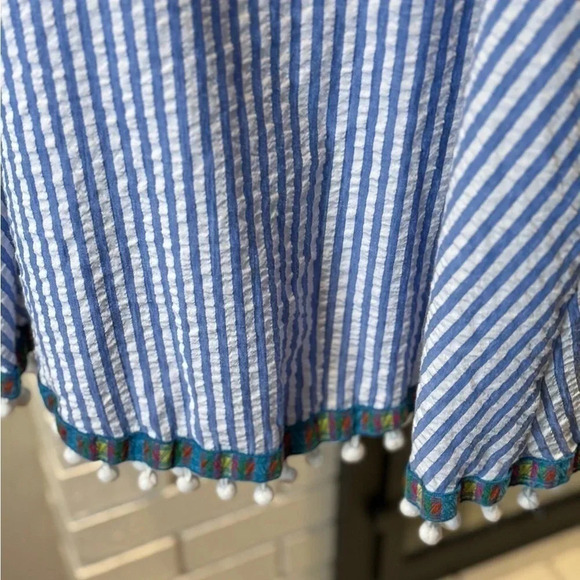 #61 Gorgeous Ces Femme Striped Sleeveless Top with Pom Pom Detailing Sz Large - Picture 6 of 10